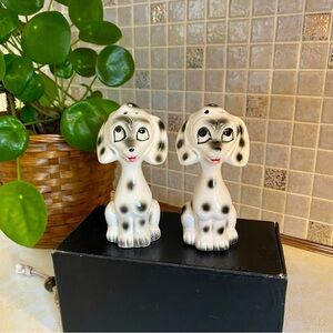 Vintage kitsch anthropomorphic Dalmatian puppy dog salt & pepper shakers